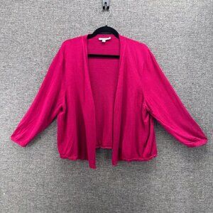 Chicos Womans Linen Cardian Size 2XL Pink Linen Blend Open Front Lightweight